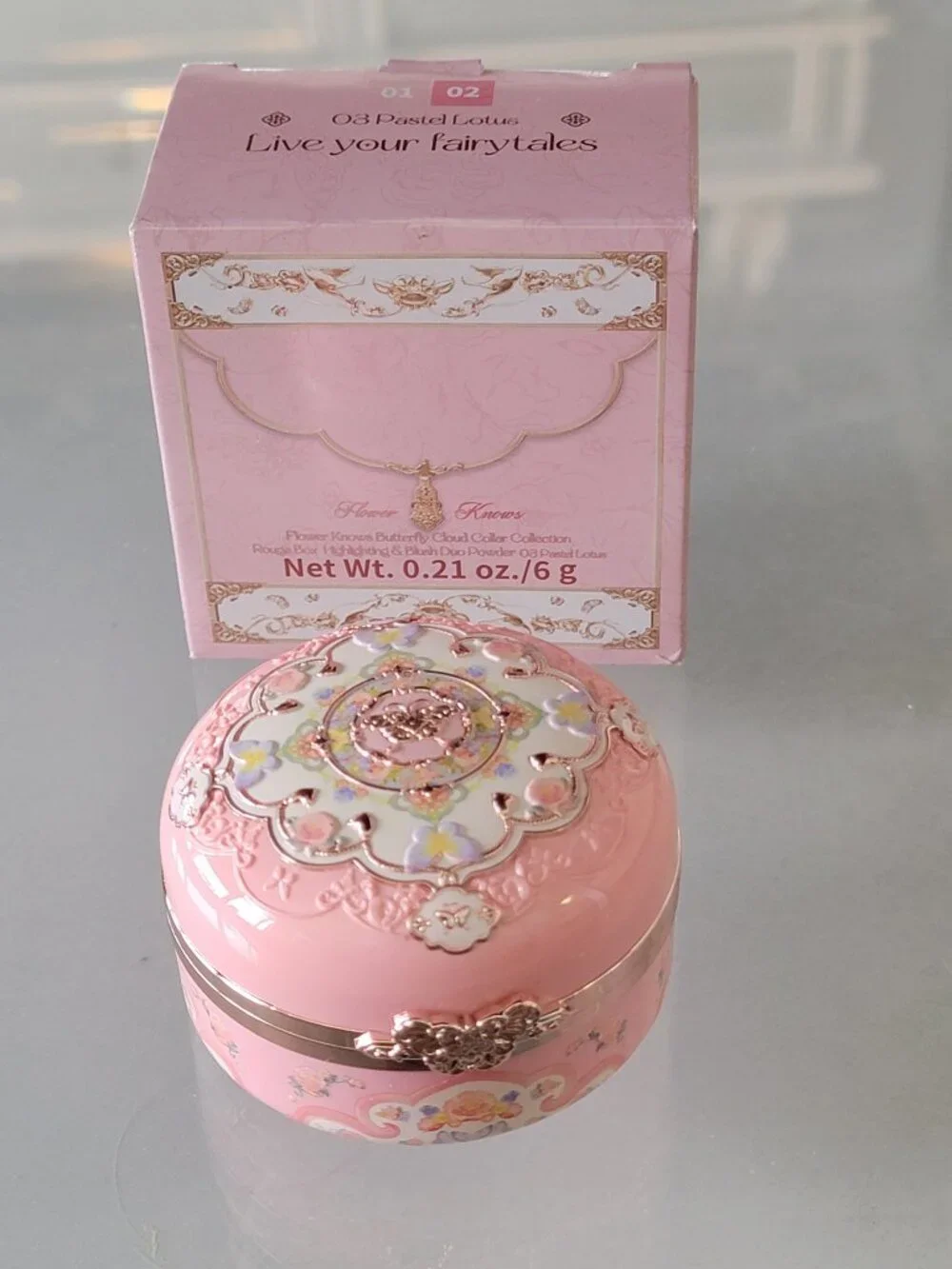 Flower Knows Butterfly Cloud Collar Highlighter Blush Duo 03 Pastel Lotus NIB